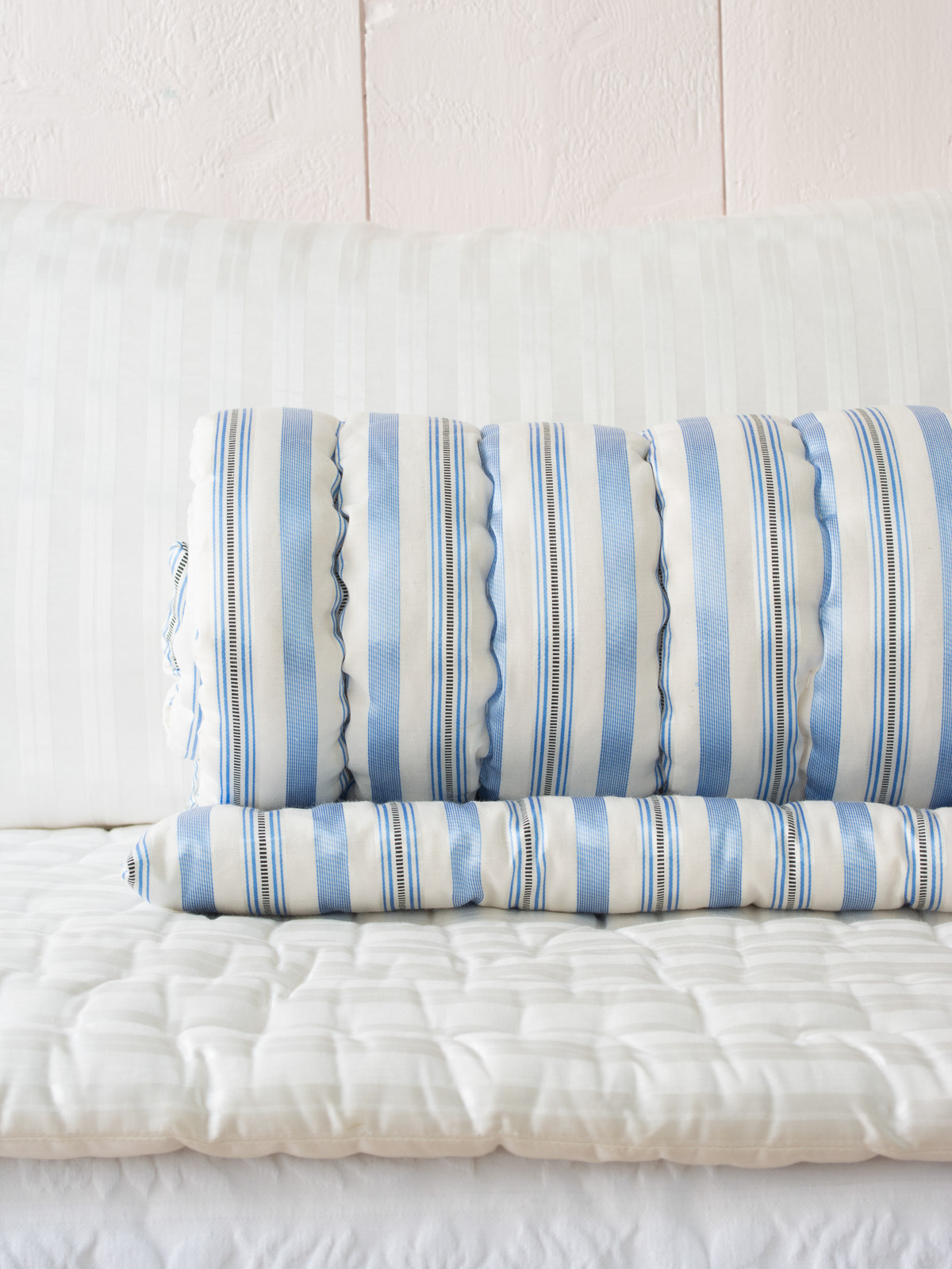 quilted mattress 150x50 cm wide blue stripe